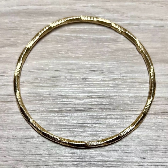 Vintage 10K Gold Over Sterling Silver Bangle Bracelet, 8-8.75", 4.6g - Picture 2 of 5